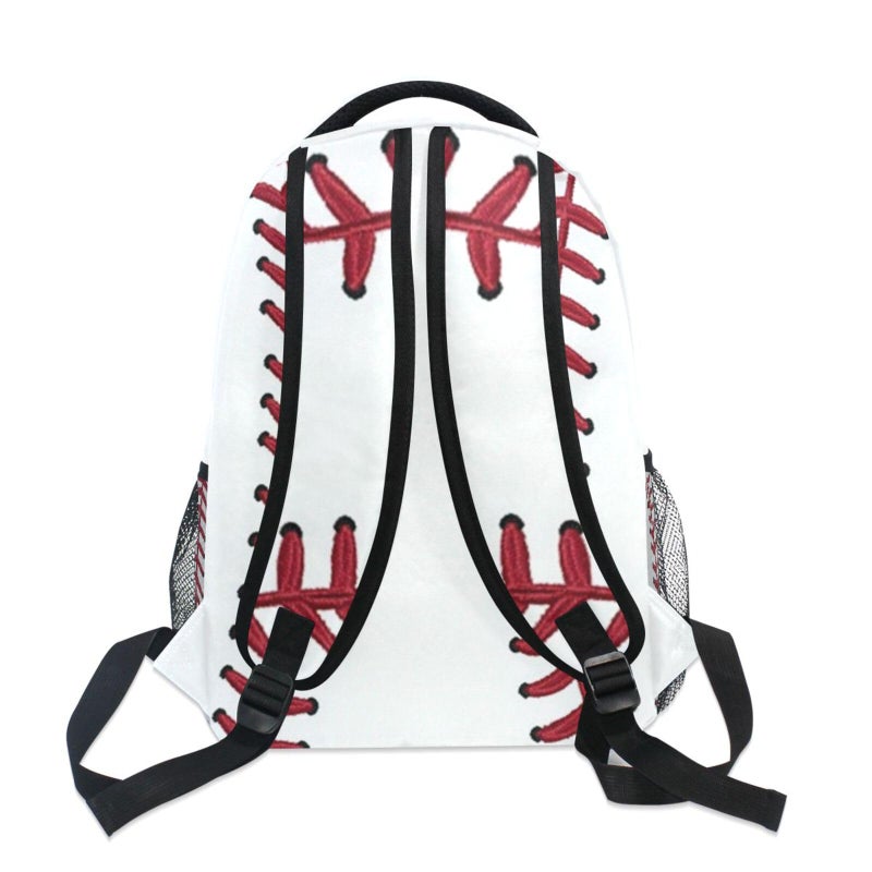 Kcldeci Red Stitching Baseball Kids Backpack, White Ball Kids Backpacks Bookbags Elementary Toddler School Bags Travel Bags for Boys Girls - Image 5